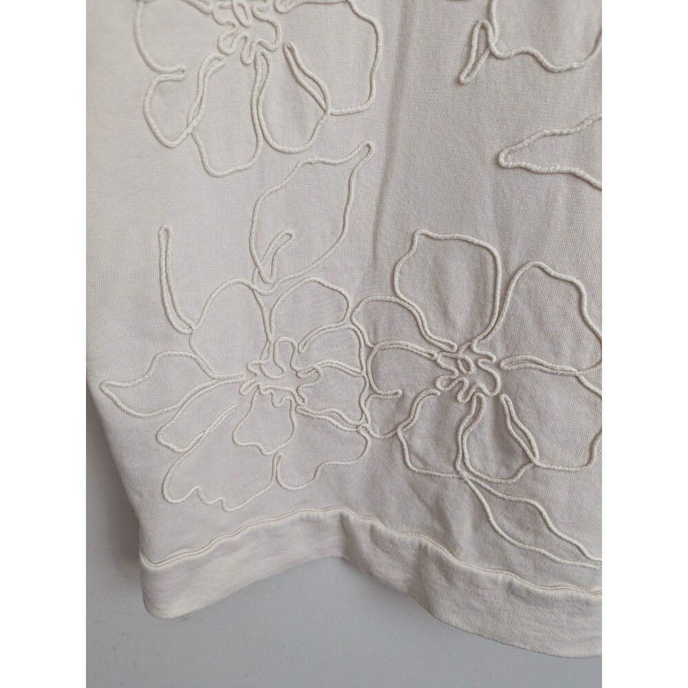 J Jill Embroidered Floral Soutache Sweatshirt 100% Cotton Pullover Cottage Top L - Picture 5 of 13